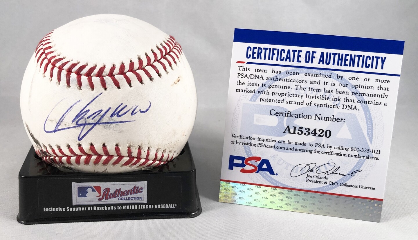 New York Yankees Aroldis Chapman Signed Games Used Authentic MLB Baseball COA