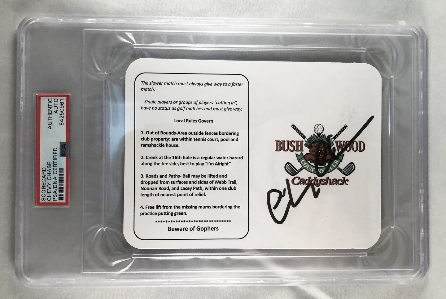 Chevy Chase Signed Masters ScoreCard 3 Caddyshack PSA/DNA COA
