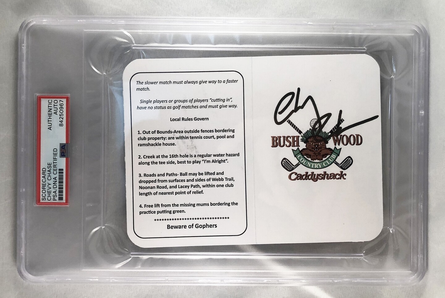 Chevy Chase Signed Masters ScoreCard 5 Caddyshack PSA/DNA COA