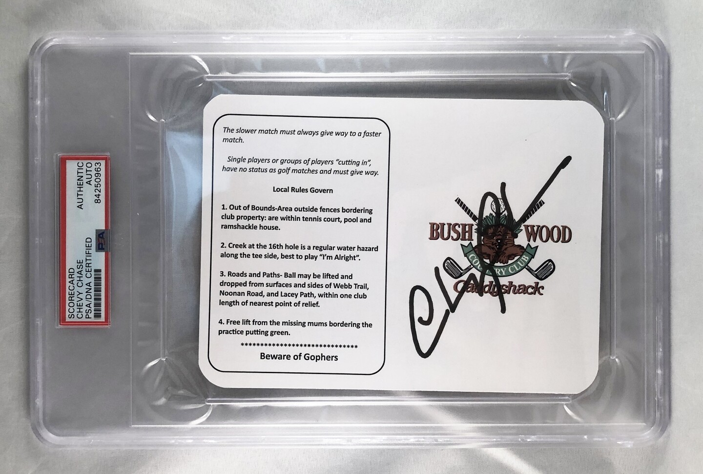 Chevy Chase Signed Masters ScoreCard 8 Caddyshack PSA/DNA COA