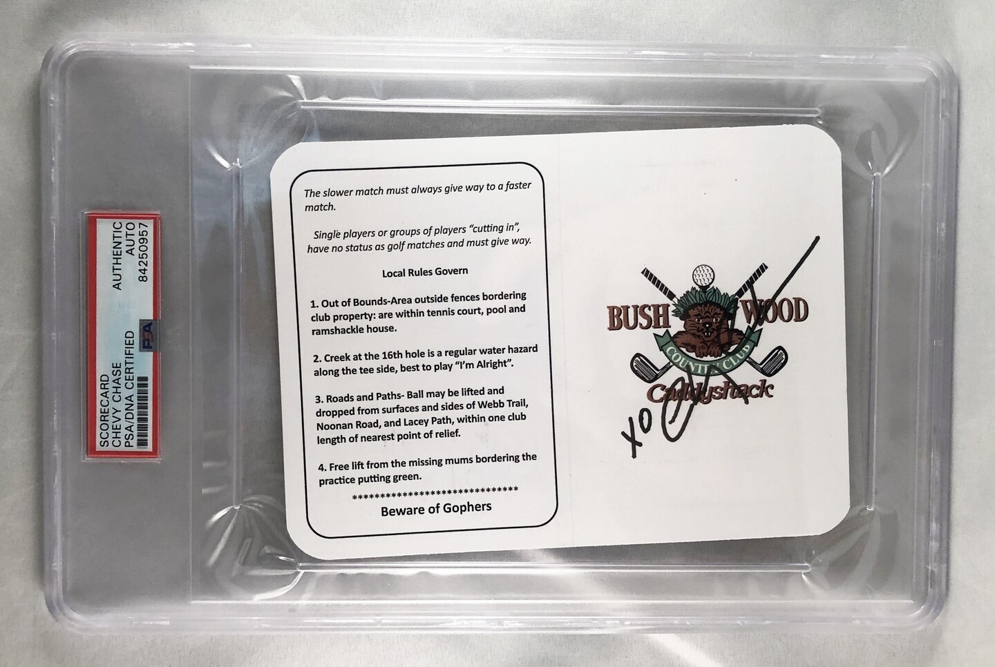 Chevy Chase Signed Masters ScoreCard 2 Caddyshack PSA/DNA COA