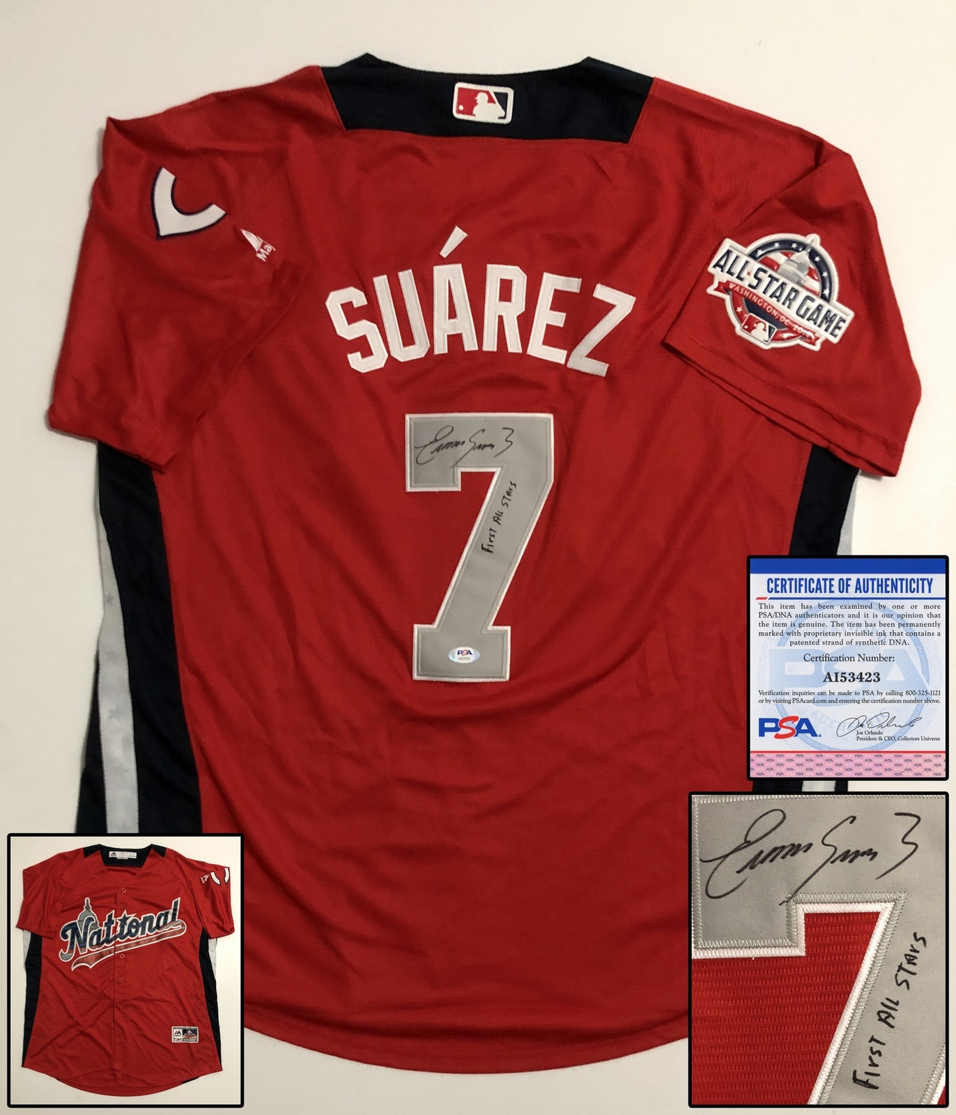 EUGENIO SUAREZ SIGNED 2018 ALL STAR JERSEY PSA/DNA COA COLLECTIBLE MEMORABILIA