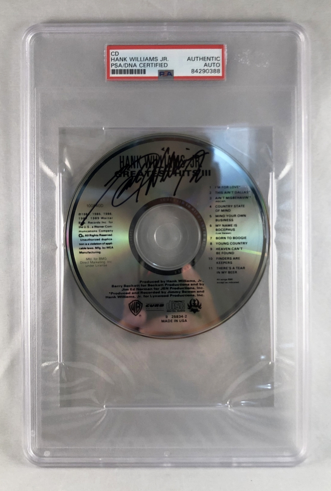 Country Singer Hank Williams Jr Signed CD PSA/DNA 1 COA