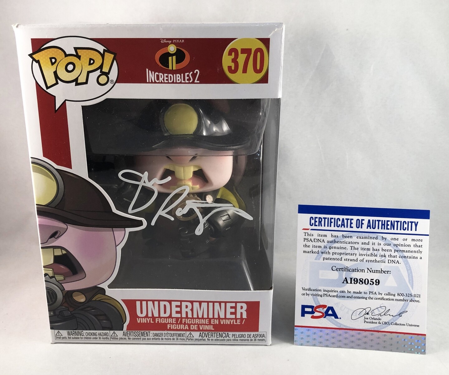 John Ratzenberger Signed Funko Pop Underminer Incredibles PSA/DNA COA