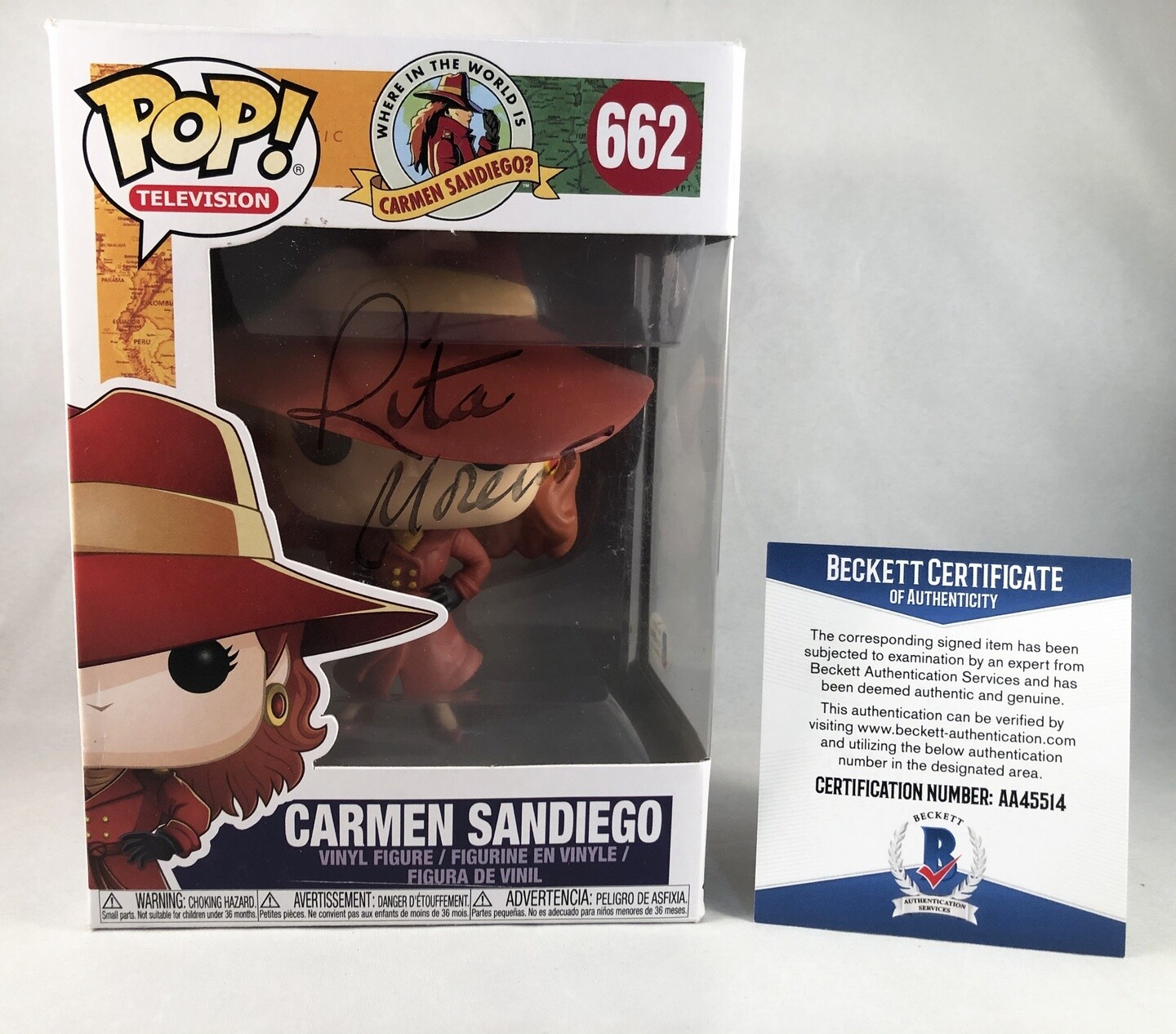 Rita Moreno Signed Funko Pop Carmen Sandiego Beckett BAS COA