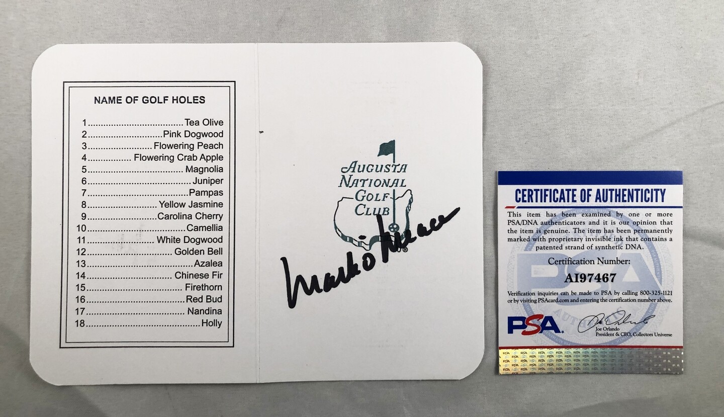 Masters Champion Mark O'Meara Signed Masters Scorecard PSA/DNA COA