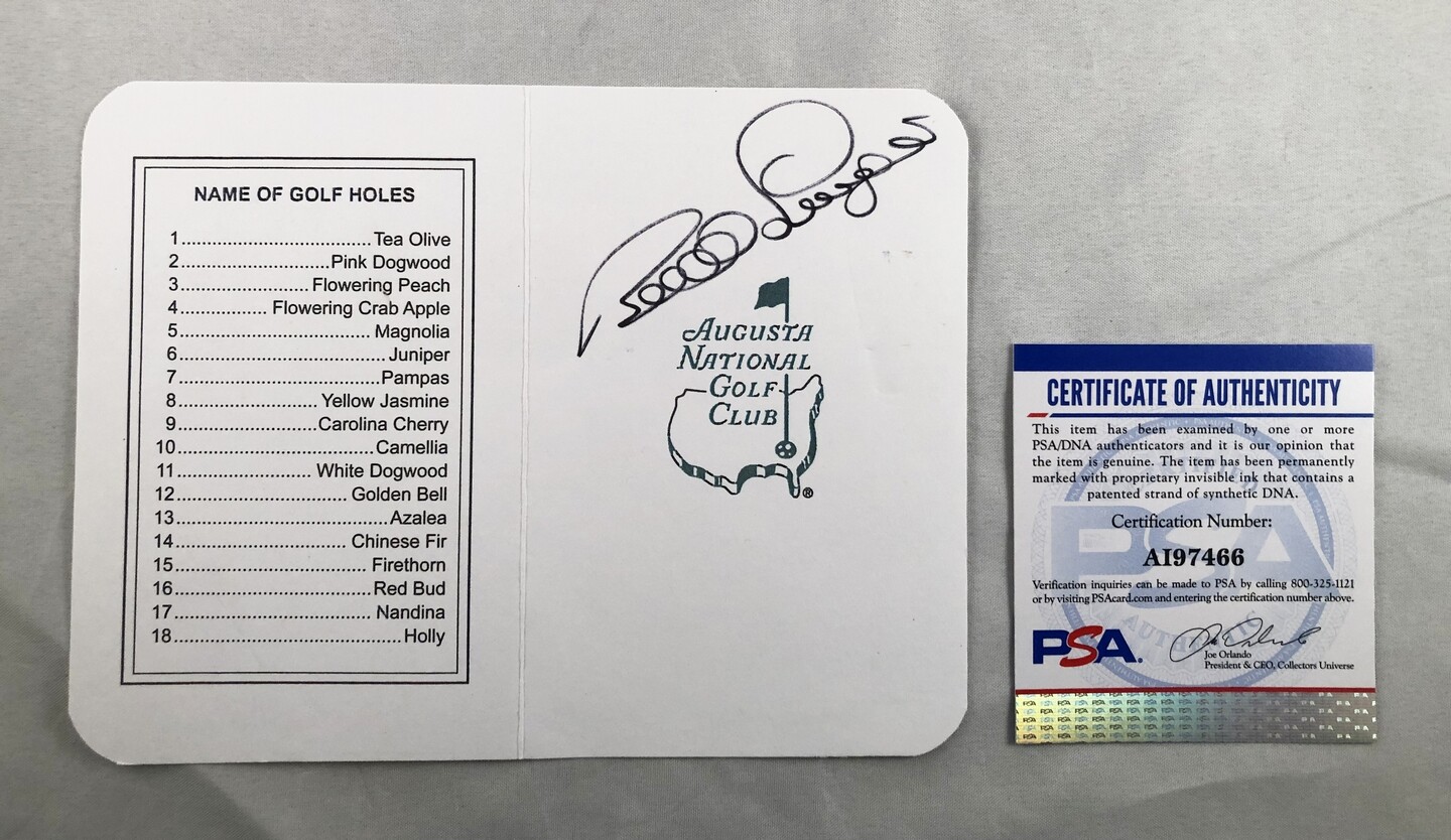 Masters Champion Bernhard Langer Signed Masters Scorecard PSA/DNA COA