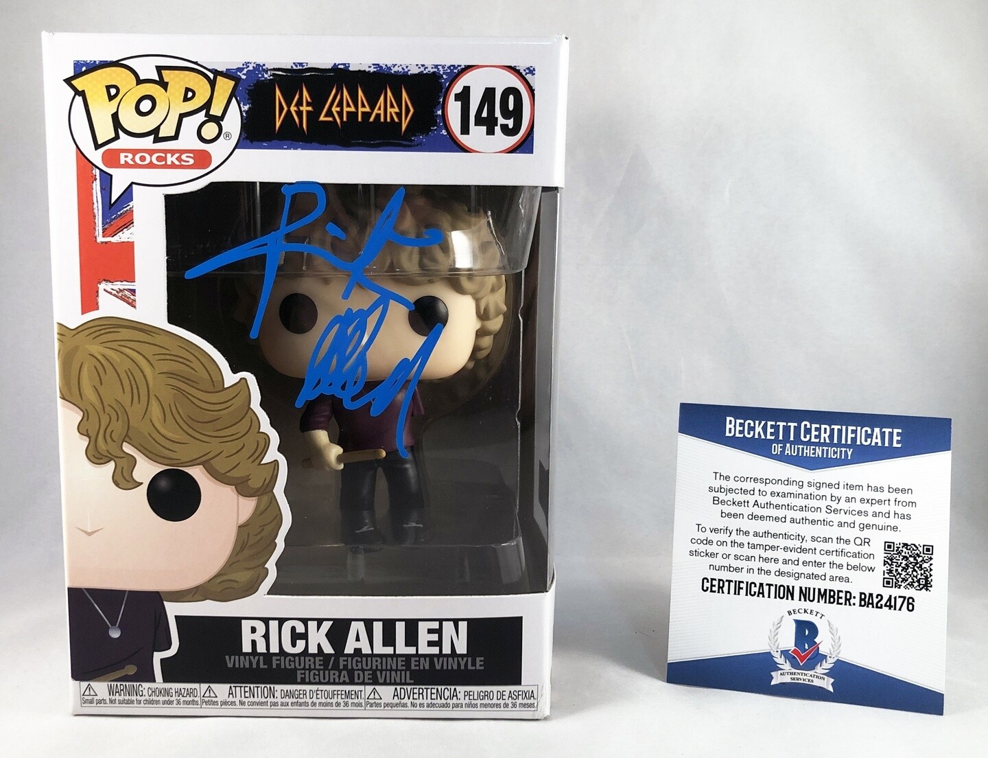 Rick Allen Signed Funko Pop Def Leppard Beckett BAS COA