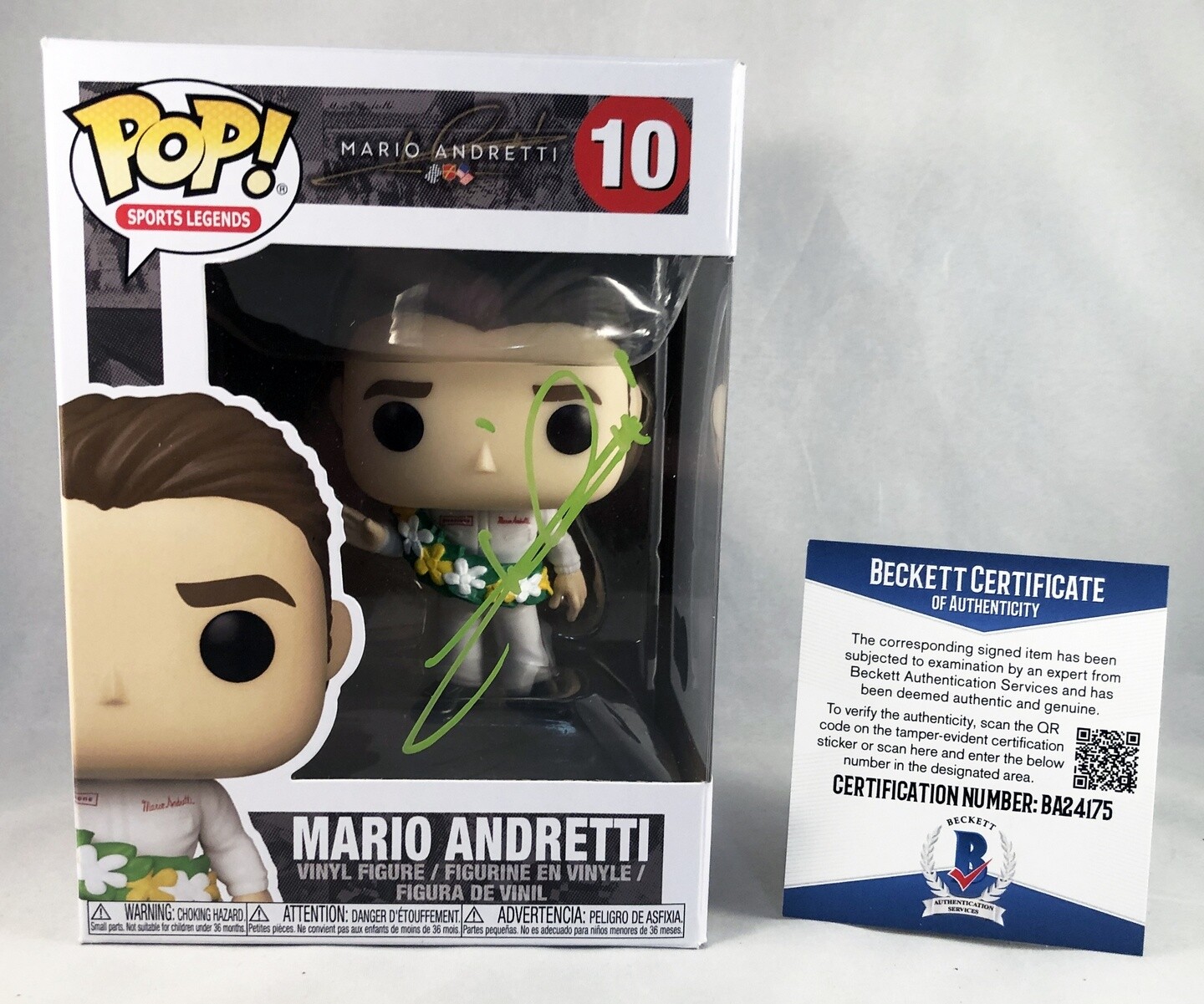 Mario Andretti Signed Funko Pop Beckett BAS COA