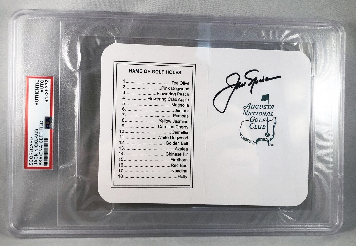 Jack Nicklaus Signed Masters ScoreCard PSA/DNA 15 COA