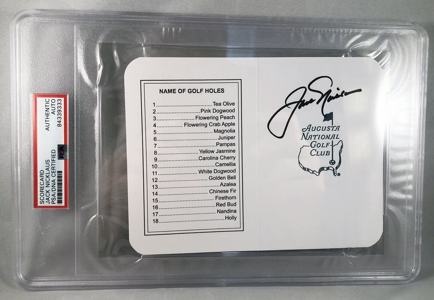 Jack Nicklaus Signed Masters ScoreCard PSA/DNA 14 COA