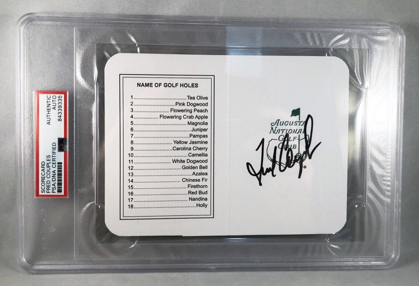 Masters Champion Fred Couples Signed Masters Scorecard PSA/DNA 1 COA