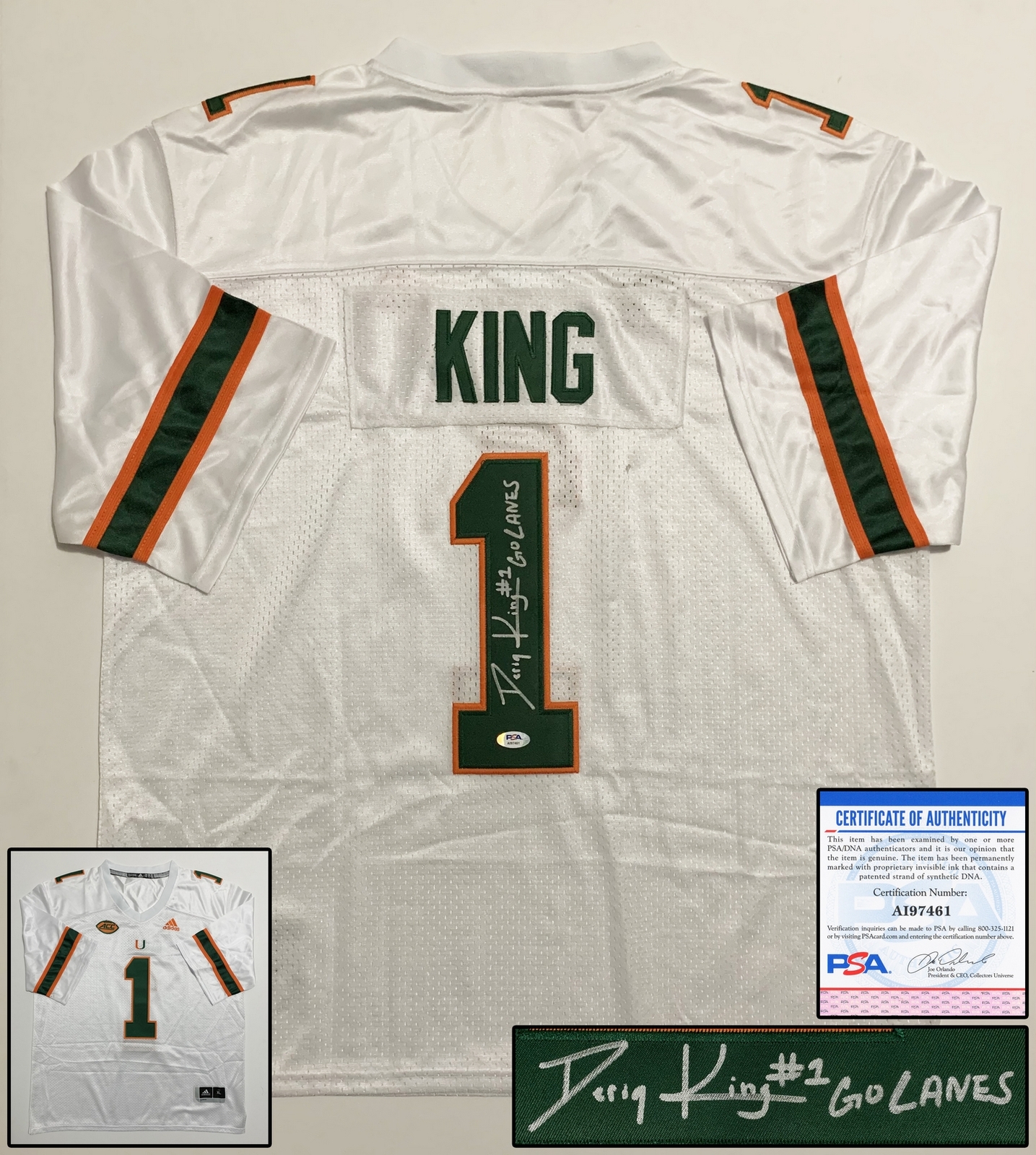 Deriq King Signed Jersey UM Miami Hurricanes PSA/DNA COA