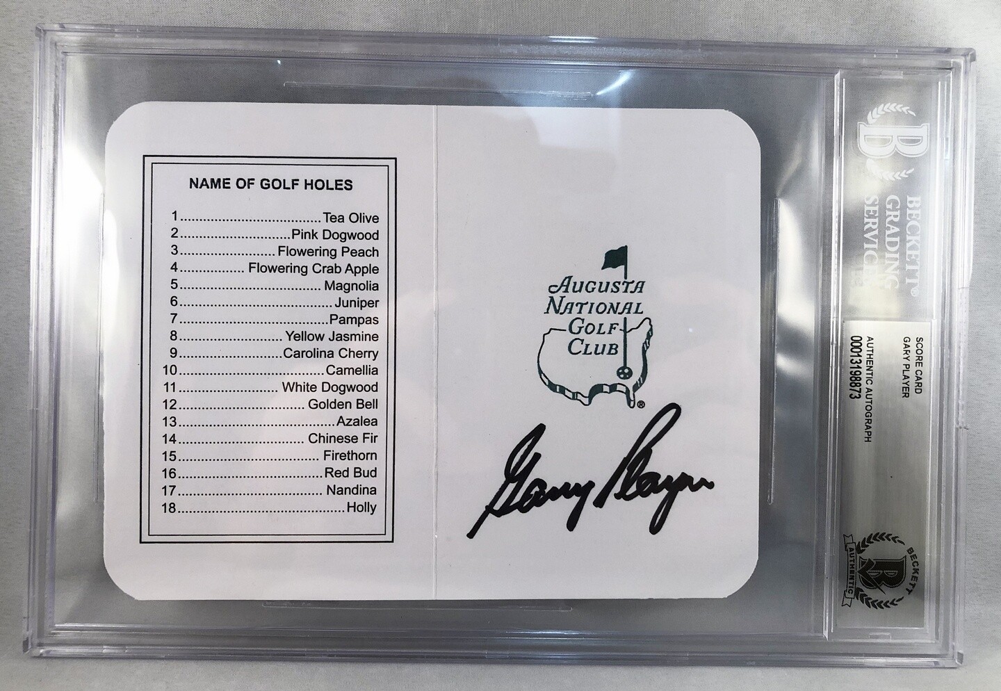 Masters Champion Gary Player Signed Masters Scorecard Beckett BAS 2 COA