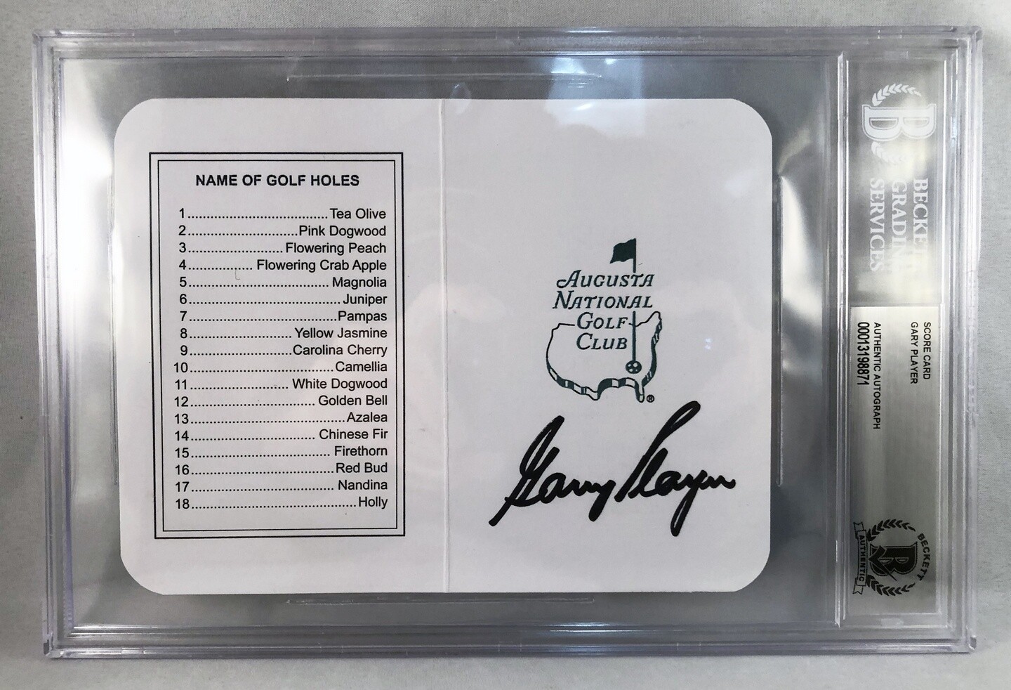 Masters Champion Gary Player Signed Masters Scorecard Beckett BAS COA