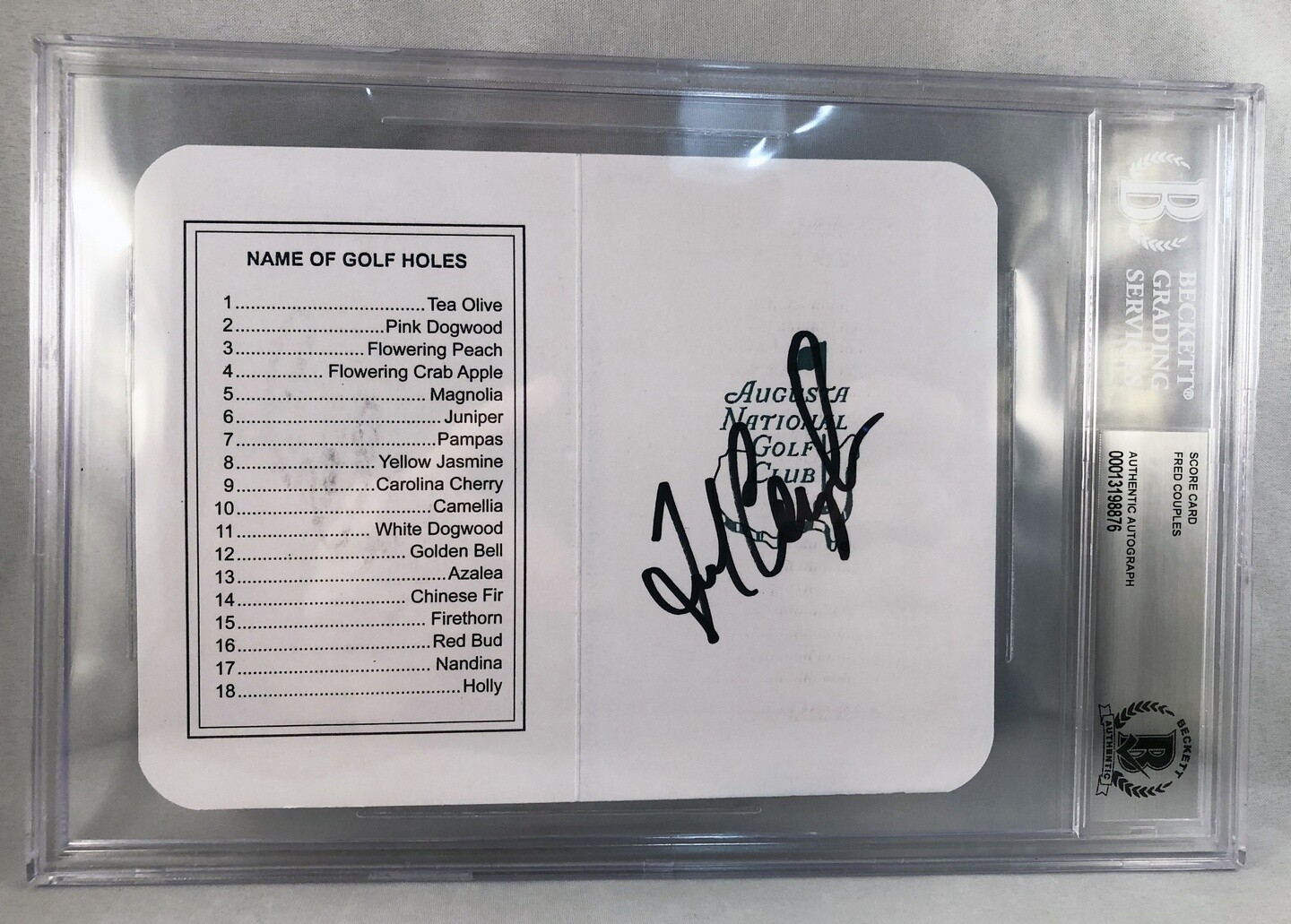 Masters Champion Fred Couples Signed Masters Scorecard Beckett BAS 1 COA