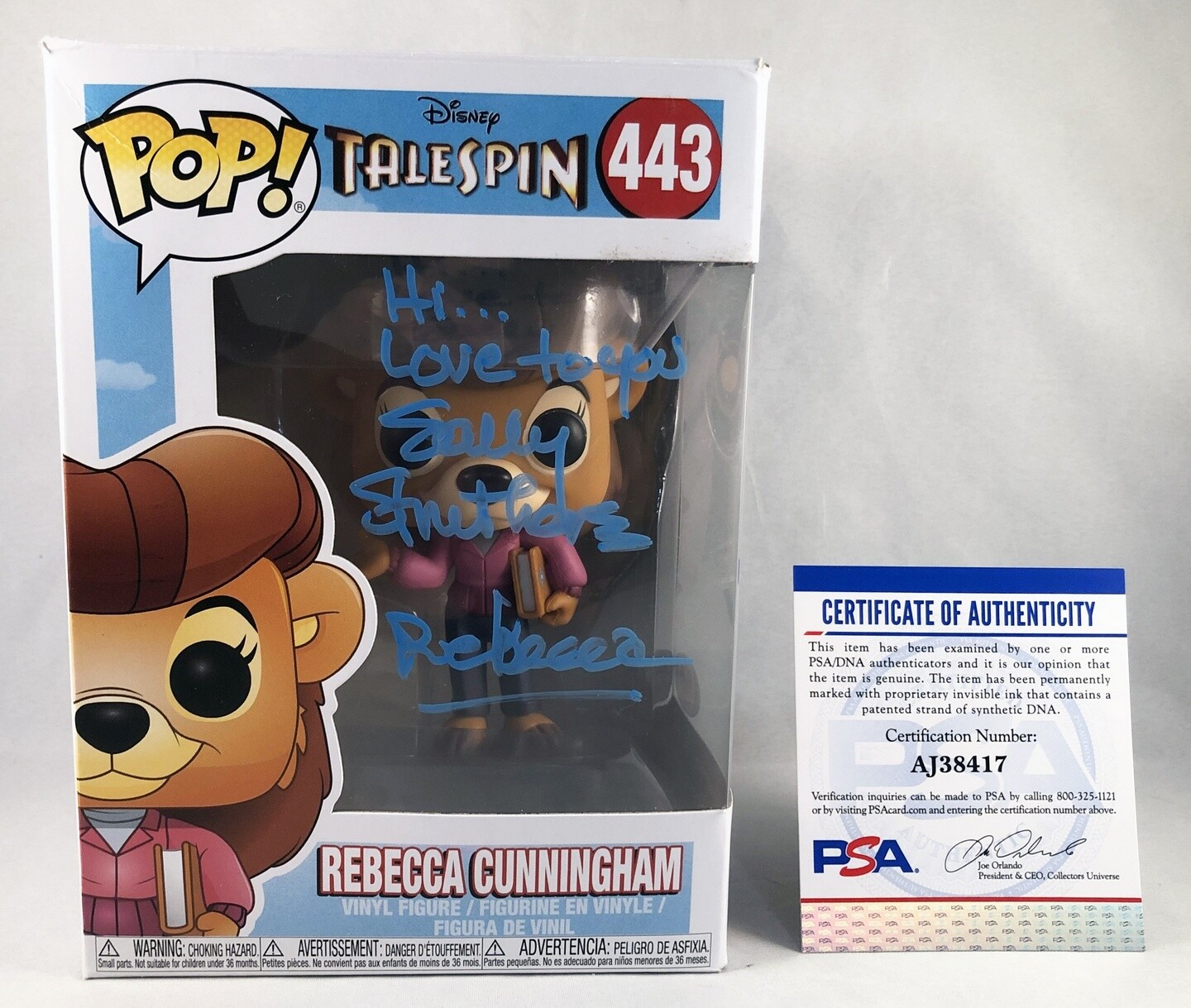 Sally Struthers Signed Funko Pop Talespin Rebecca Cunningham PSA/DNA 1 COA