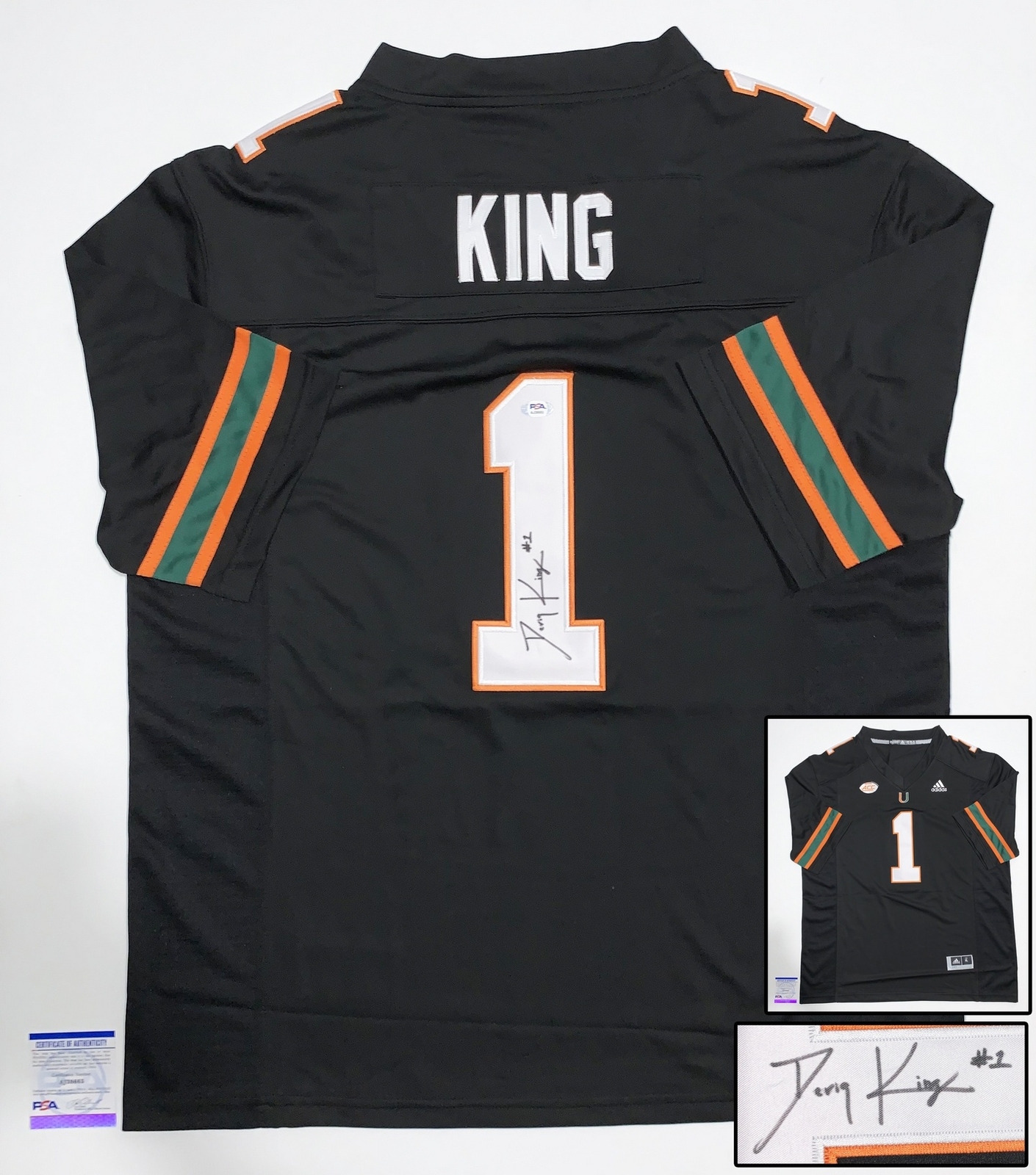 Deriq King Signed Jersey UM Miami Hurricanes PSA/DNA 1 COA