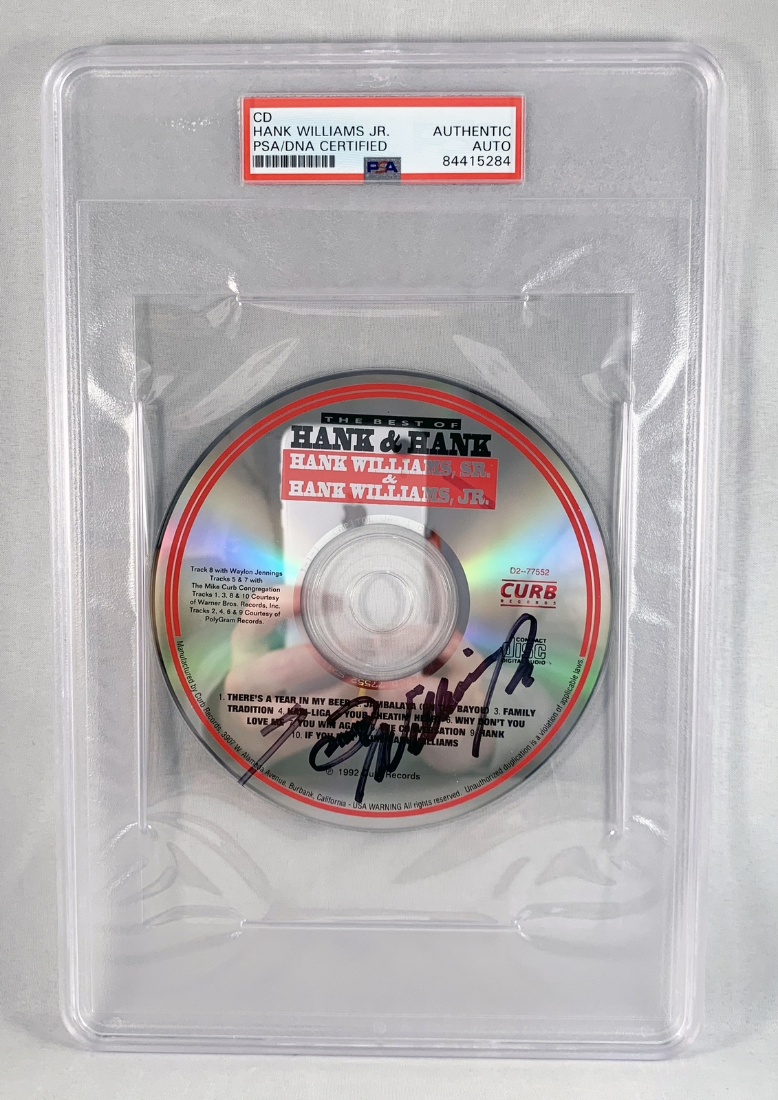 Country Singer Hank Williams Jr Signed CD PSA/DNA 6 COA