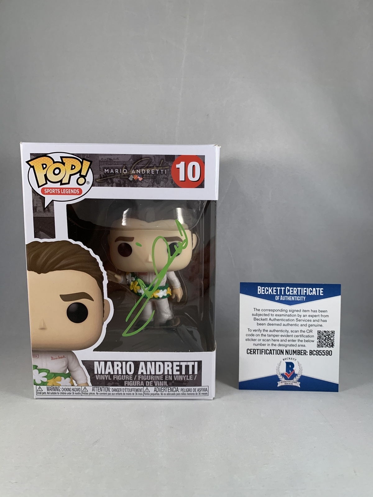 Mario Andretti Signed Funko Pop Beckett BAS 3 COA