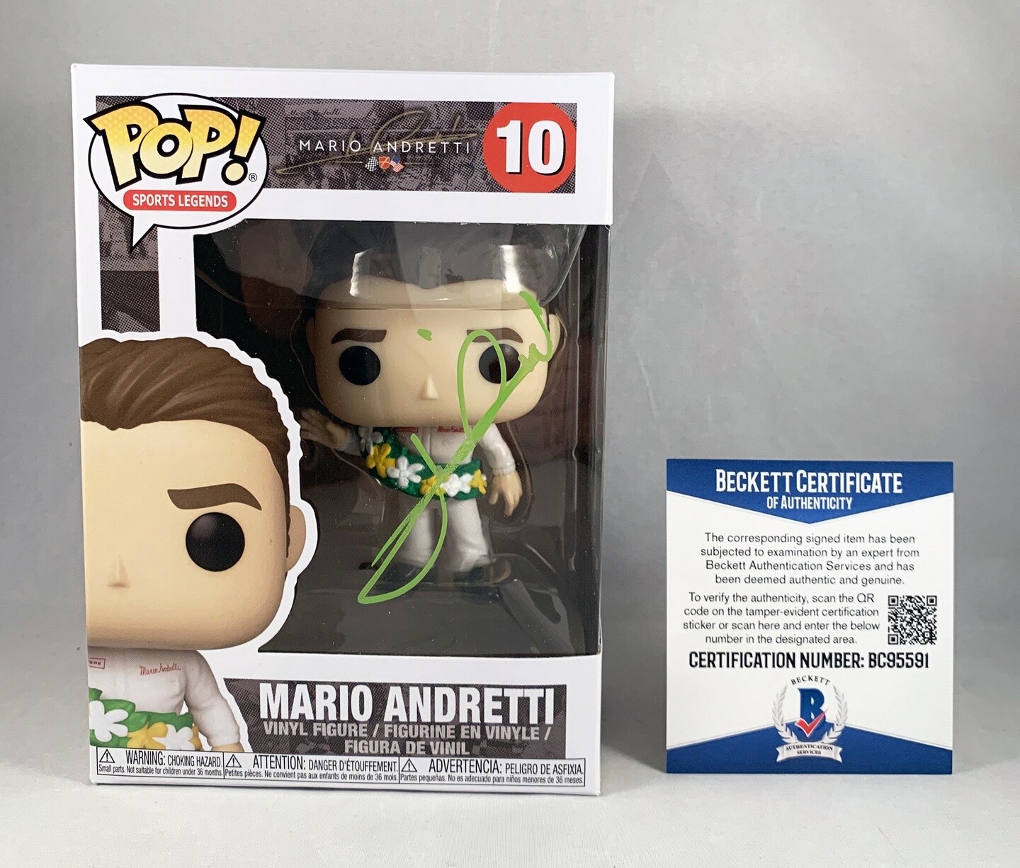 Mario Andretti Signed Funko Pop Beckett BAS 4 COA