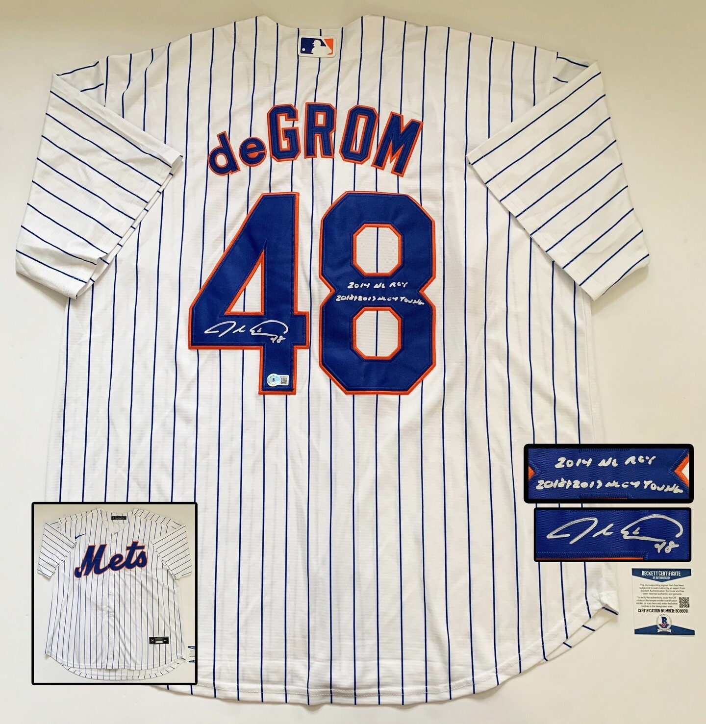 New York Mets Jacob deGrom Signed Jersey Beckett BAS COA