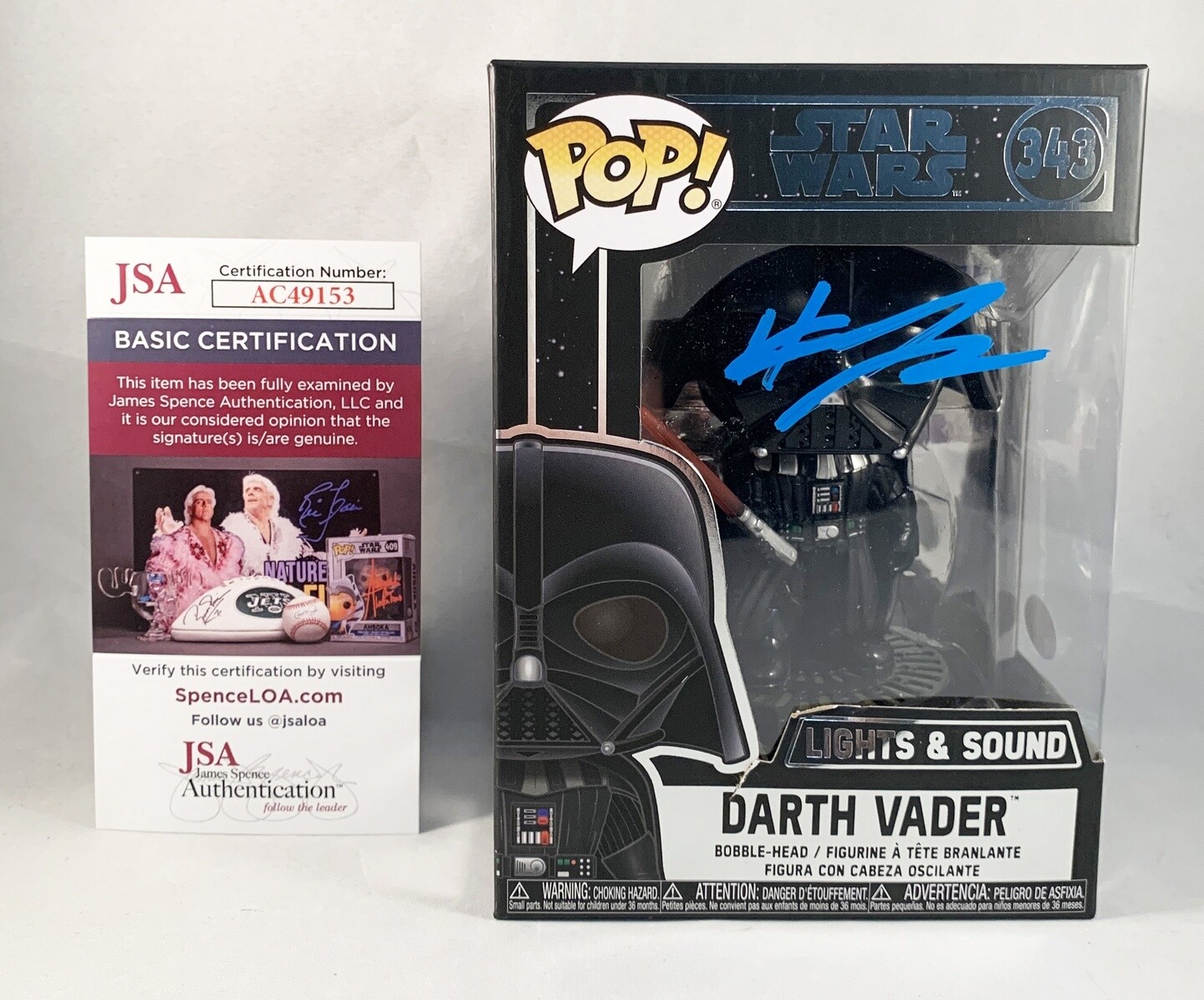 Hayden Christensen Signed Funko Pop Anakin Darth Vader JSA COA