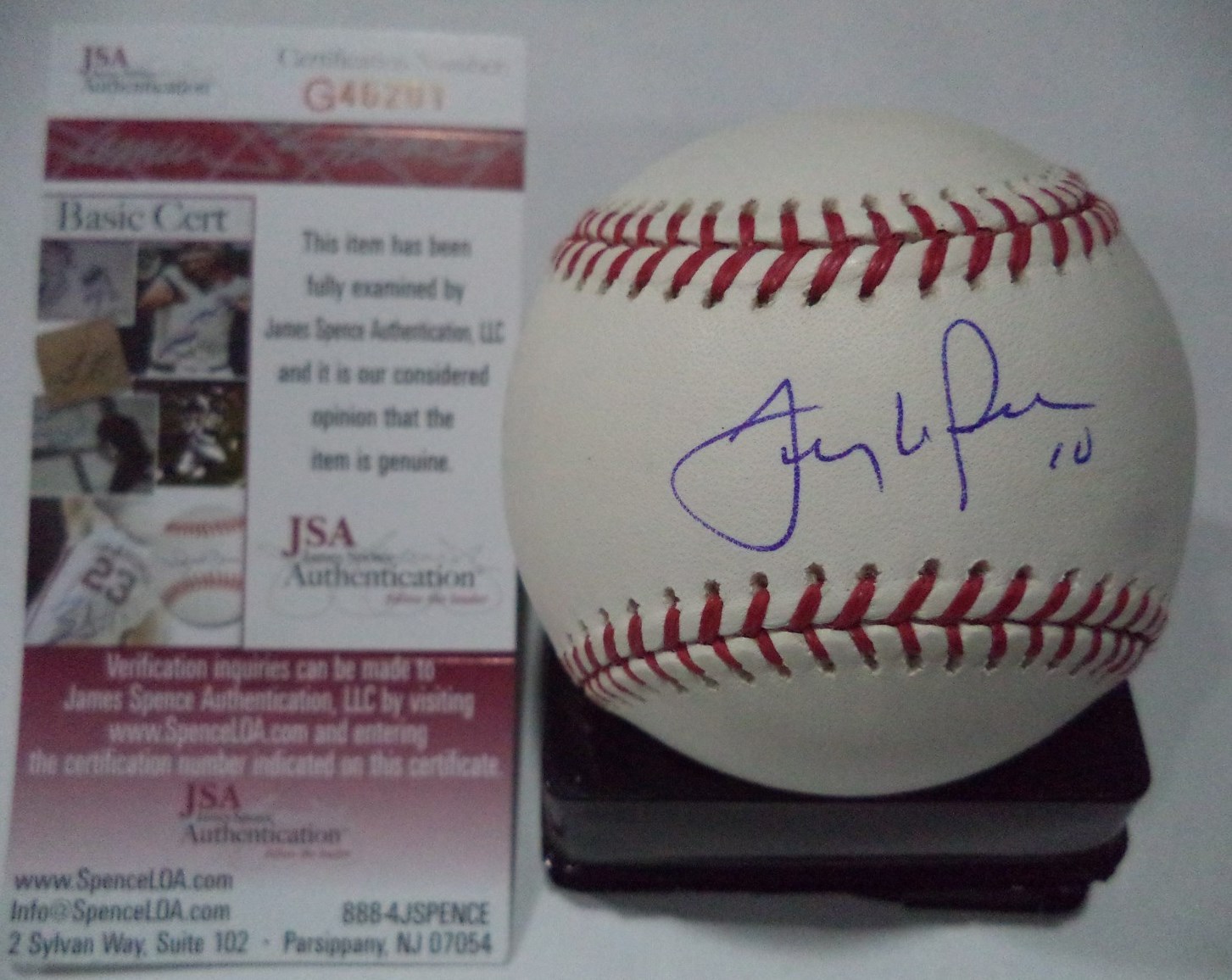 TONY LARUSSA ST.LOUIS CARDINALS HOF SIGNED M.L. BASEBALL JSA COA #G46201