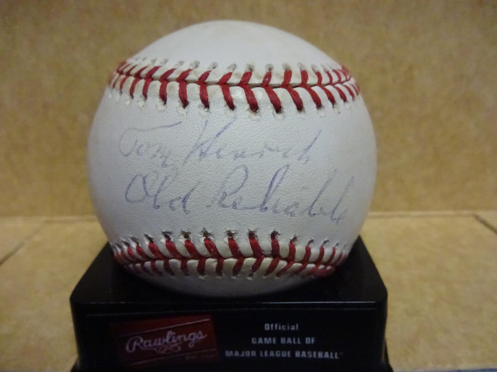 TOM HENRICH OLD RELIABLE YANKEES PSA STICKER SIGNED M.L. BASEBALL W/COA