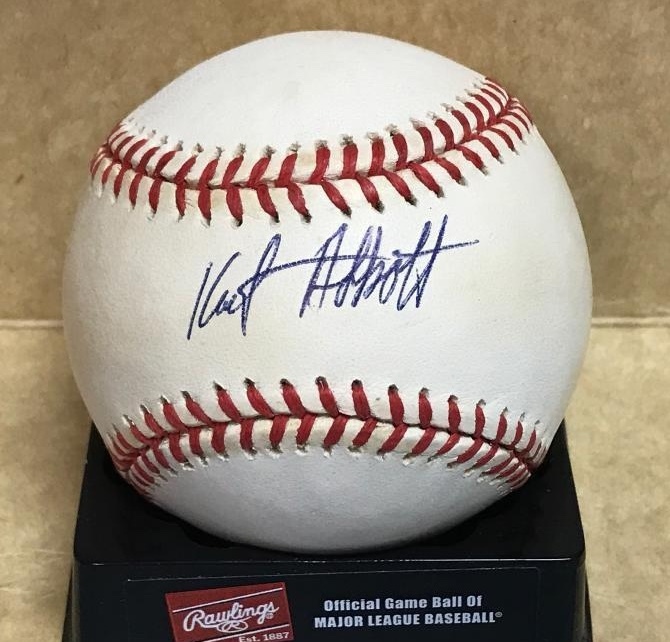KURT ABBOTT FLORIDA MARLINS SIGNED 1997 WORLD SERIES BASEBALL W/ COA