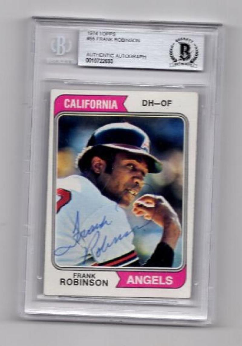 1974 TOPPS FRANK ROBINSON ANGELS SIGNED CARD BECKETT AUTHENTIC AUTOGRAPH VINTAGE