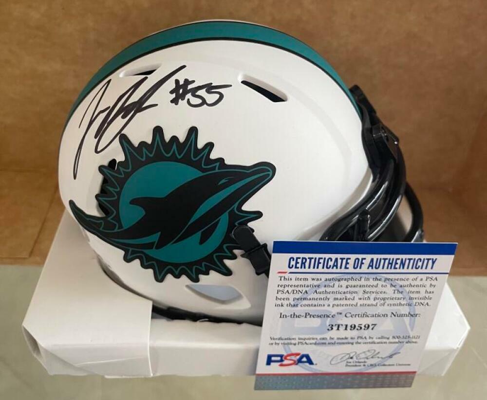 JEROME BAKER MIAMI DOLPHINS SIGNED AUTOGRAPHED LUNAR MINI HELMET PSA