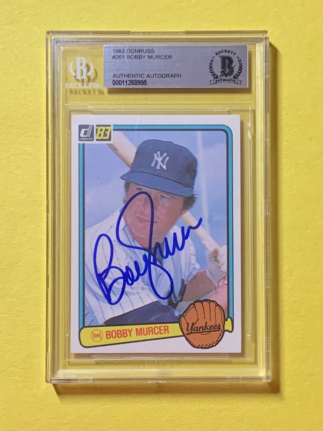 1983 DONRUSS BOBBY MURCER #261 AUTHENTIC AUTO BECKETT CERTIFIED YANKEES