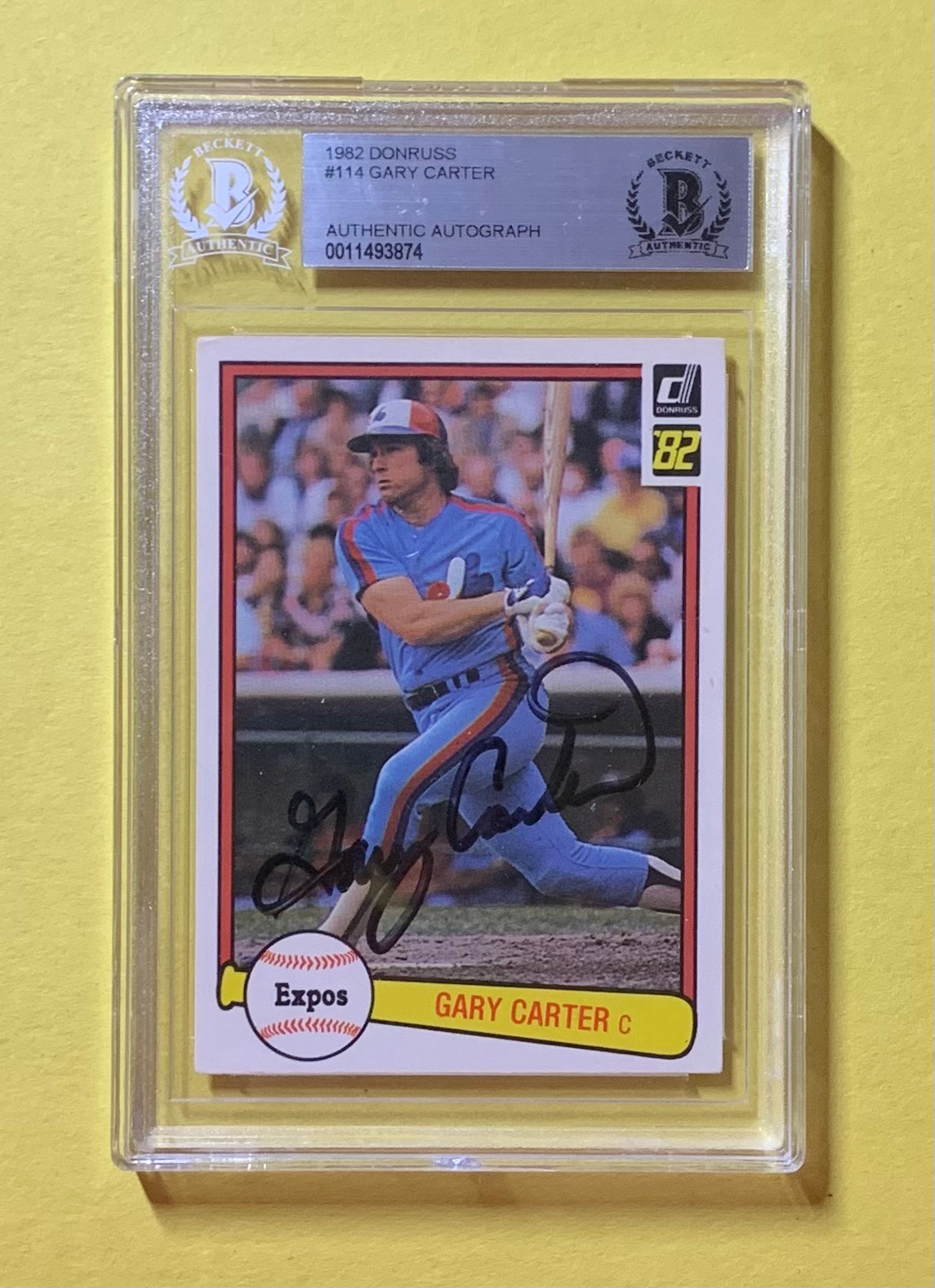 1982 DONRUSS GARY CARTER #114 AUTHENTIC AUTO BECKETT CERTIFIED EXPOS