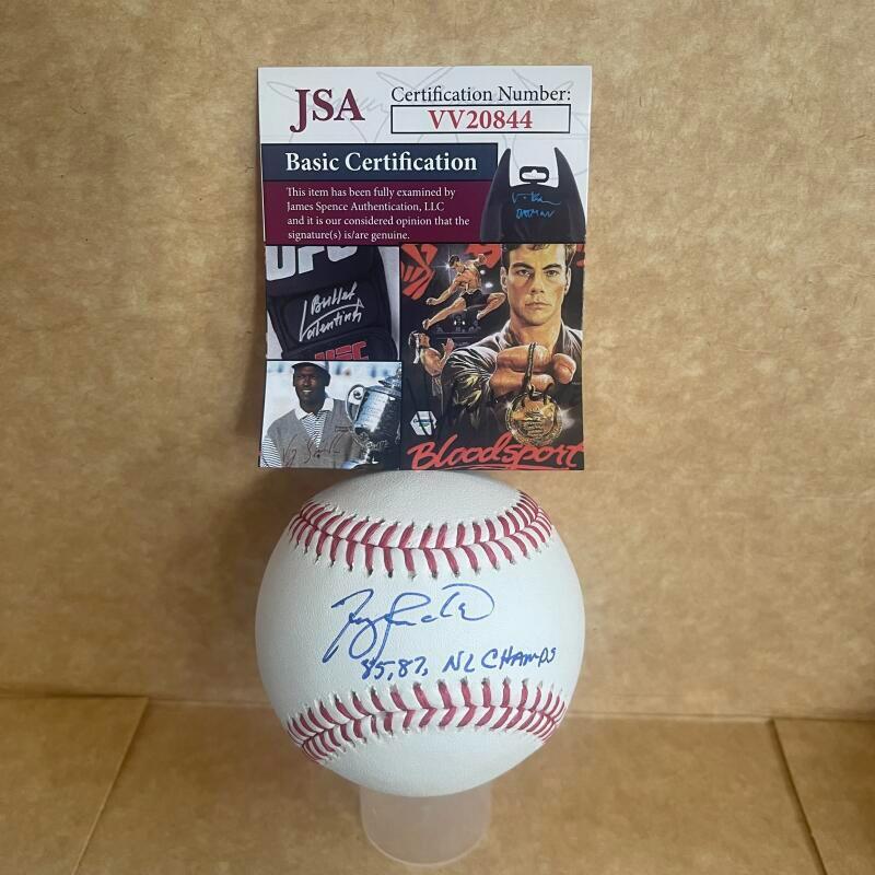 TERRY PENDLETON 85.87 NL CHAMPS SIGNED AUTOGRAPHED M.L. BASEBALL JSA VV20844