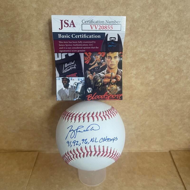TERRY PENDLETON 91,92, 96 NL CHAMPS SIGNED AUTOGRAPHED M.L. BASEBALL JSA VV20855
