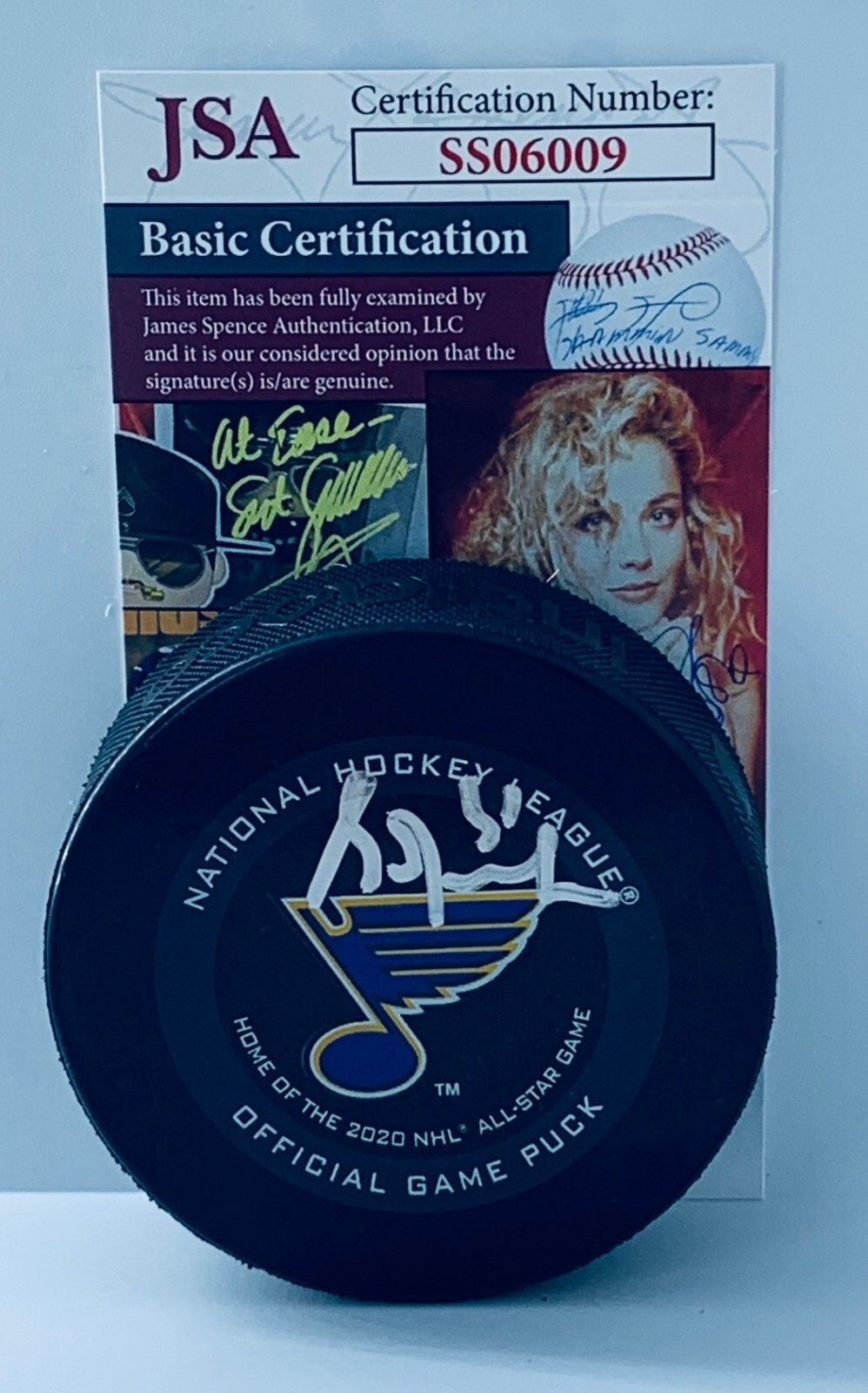 Grant Fuhr signed St. Louis Blues Official Game Puck autographed HOF JSA