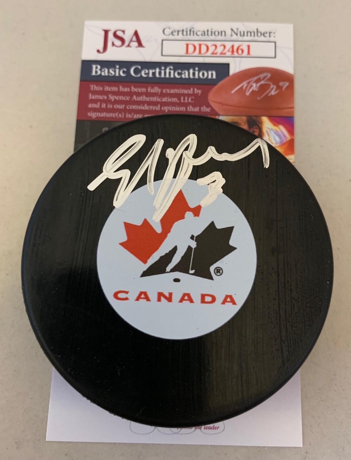 Ed Belfour Stars Blackhawks signed Team Canada Puck autographed JSA