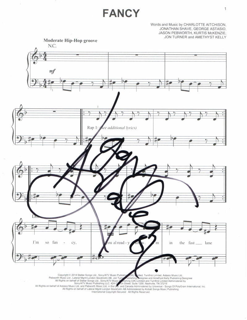 IGGY AZALEA SIGNED AUTOGRAPH FANCY SHEET MUSIC - THE NEW CLASSIC SEXY SINGER