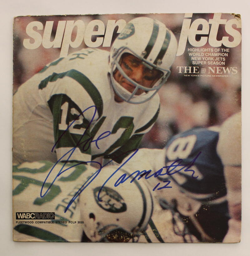 JOE NAMATH SIGNED AUTOGRAPH RECORD - 1968 SUPER BOWL CHAMPION NEW YORK JETS JSA