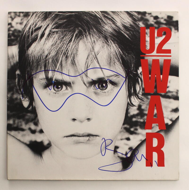 BONO U2 SIGNED AUTOGRAPH ALBUM VINYL RECORD W/ ORGINAL ART SKETCH WAR JSA COA COLLECTIBLE MEMORABILIA