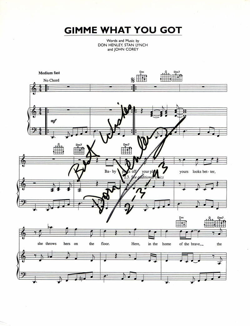 DON HENLEY SIGNED AUTOGRAPH GIMME WHAT YOU GOT SHEET MUSIC EAGLES VERY RARE JSA