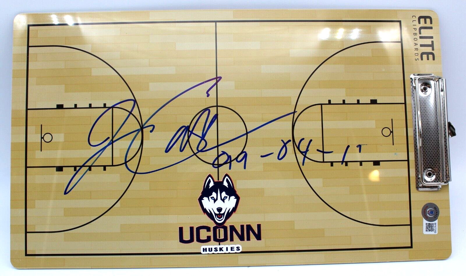 Jim Calhoun Signed UCONN Huskies Clipboard/Play w/Beckett COA BF87283