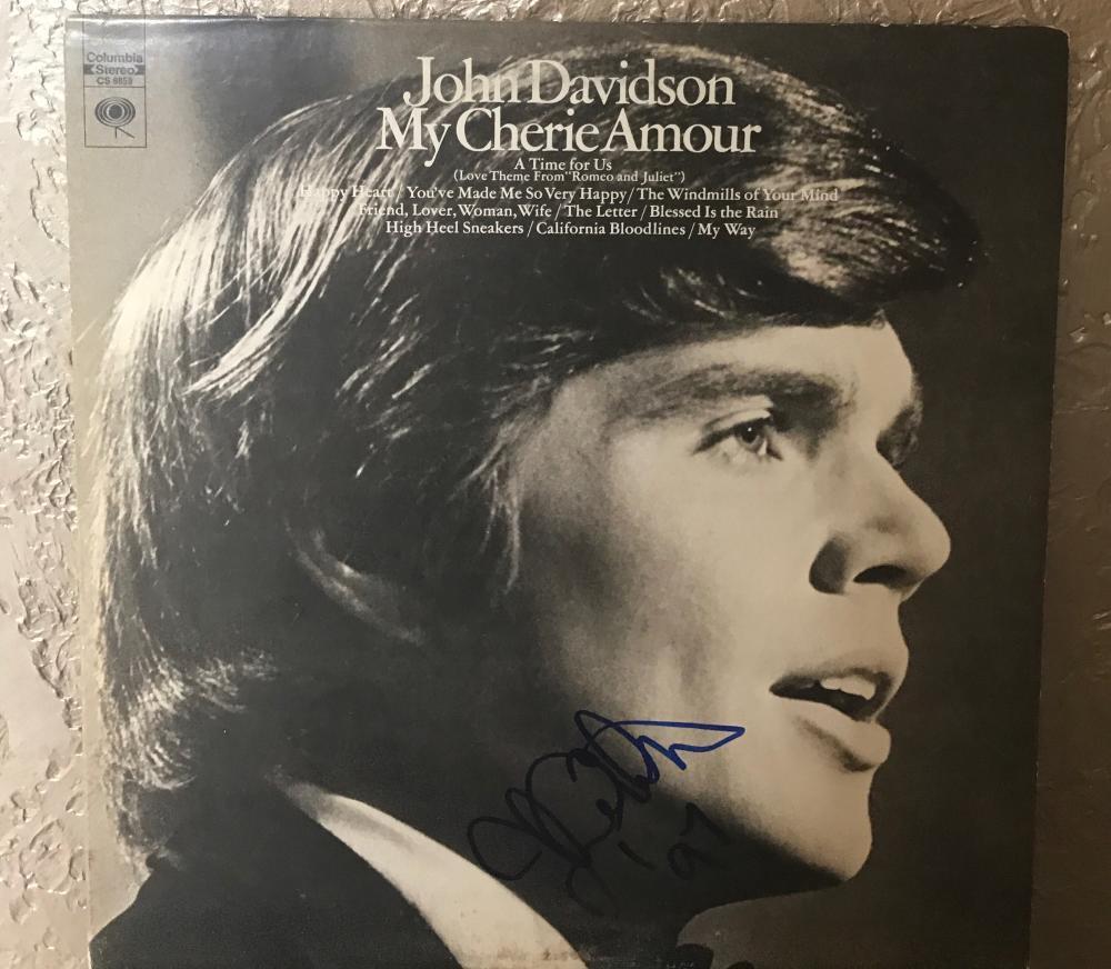 JOHN DAVIDSON MY CHERIE AMOUR SIGNED 1997 VINYL RECORD ALBUM B W/COA