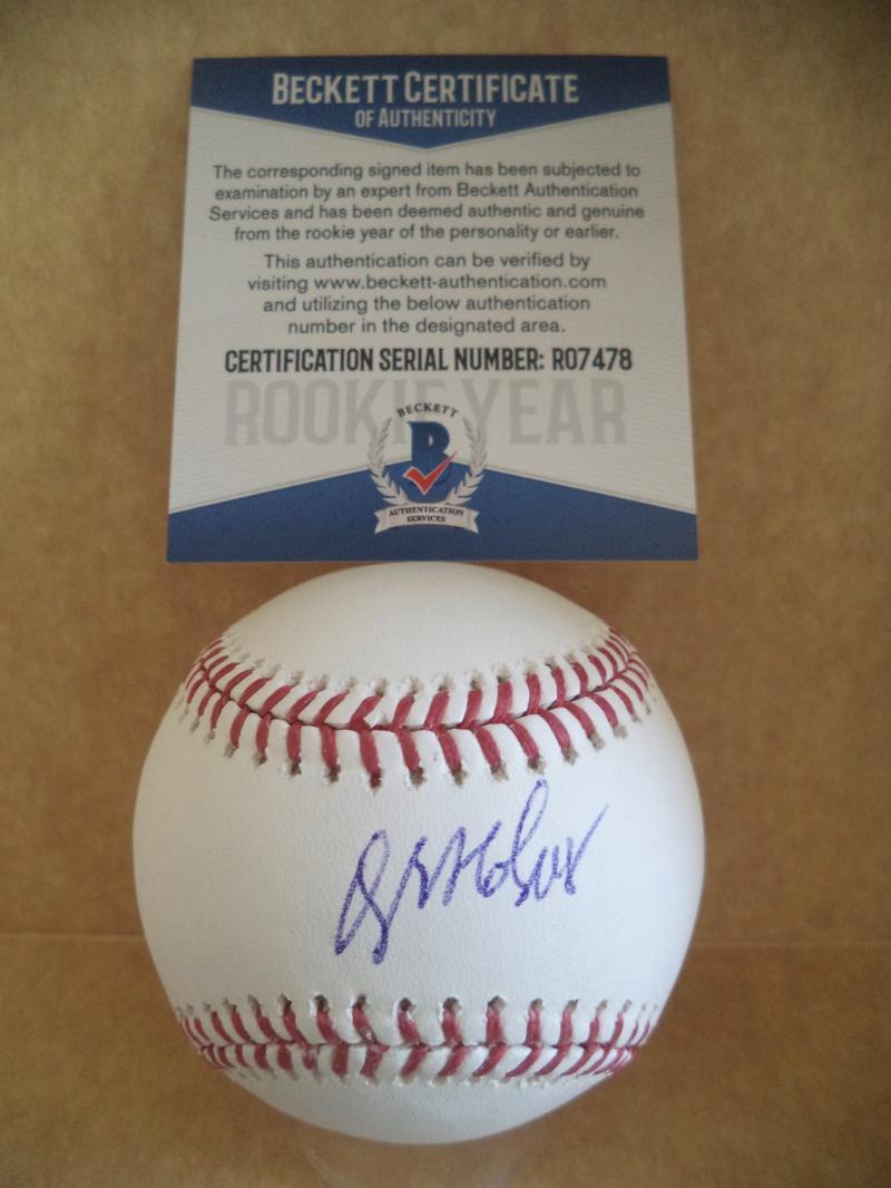 QUENTON HOLMES CLEVELAND INDIANS ROOKIE YEAR SIGNED M.L BASEBALL BECKETT R07478