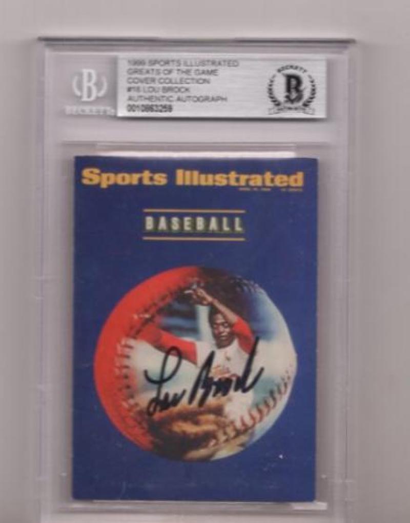 1999 SPORTS ILLUSTRATED LOU BROCK SIGNED CARD BECKETT AUTHENTIC AUTOGRAPHED