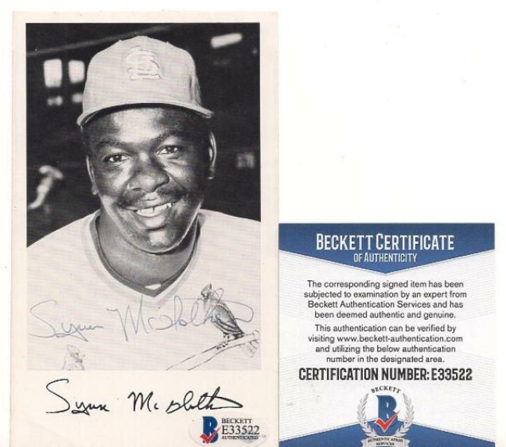 LYNN MCGLOTHEN ST. LOUIS CARDINALS AUTOGRAPH POSTCARD VINTAGE BECKETT E33522 COLLECTIBLE MEMORABILIA
