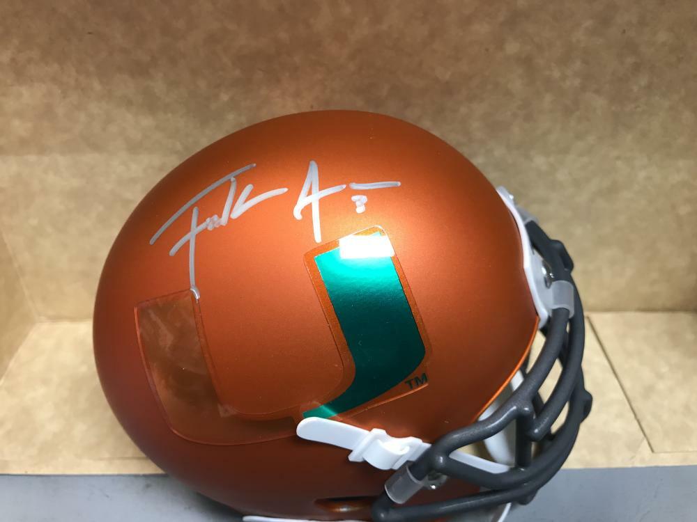 FRANK GORE MIAMI HURRICANES SIGNED ORANGE SCHUTT MINI HELMET JSA WPP526006