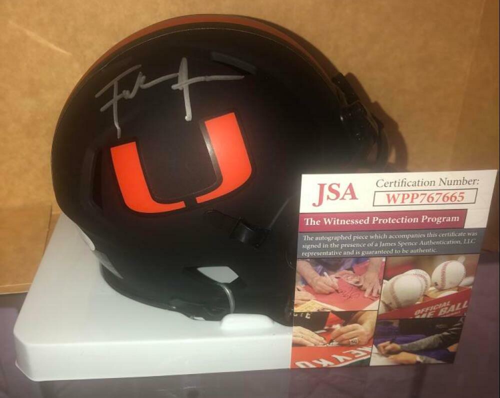 FRANK GORE MIAMI HURRICANES SIGNED ECLIPSE SPEED MINI HELMET JSA WITNESSED