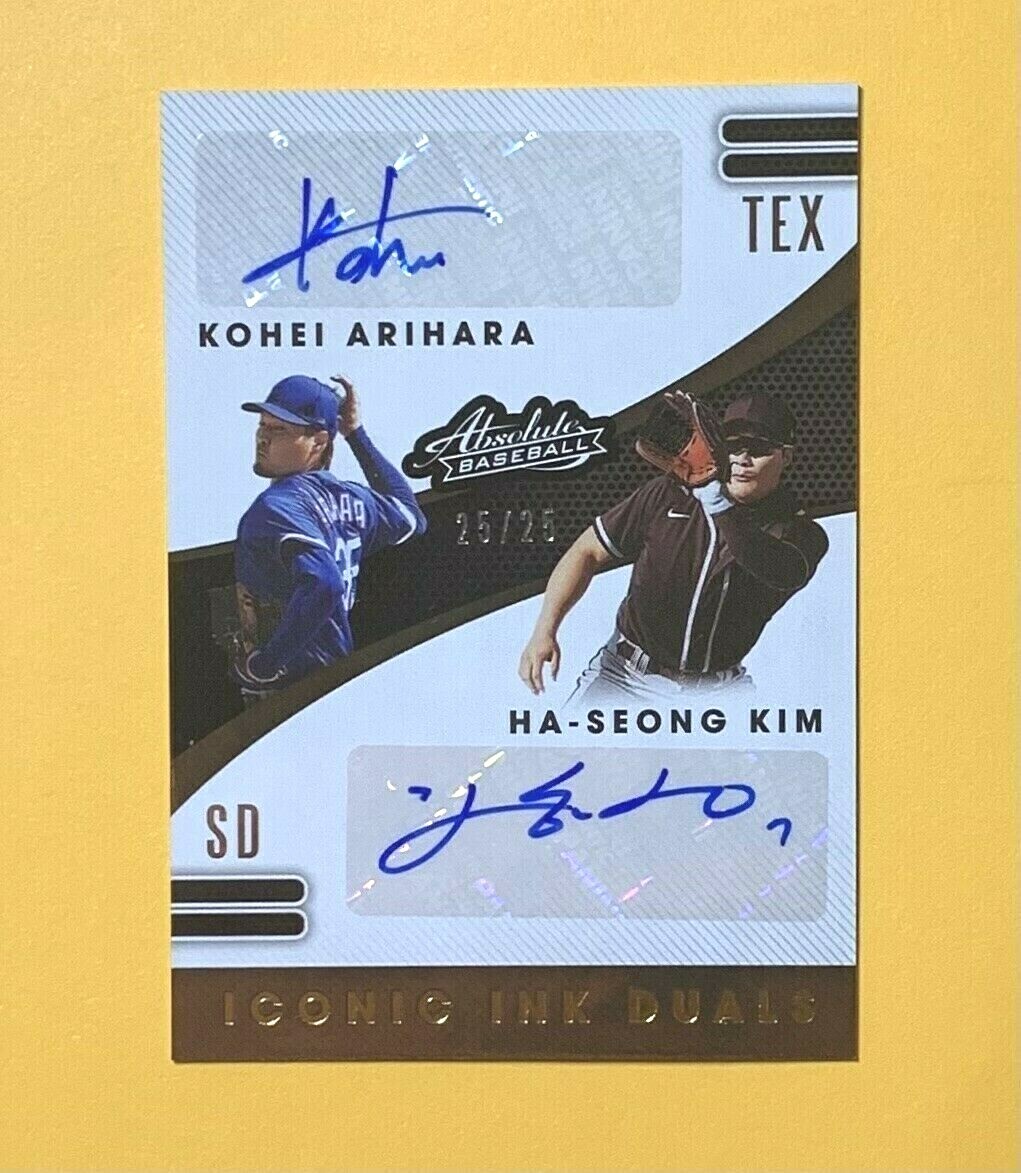 2021 PANINI ABSOLUTE KOHEI ARIHARA HA-SEONG KIM ICONIC INK DUAL AUTO /25 #IID-KH